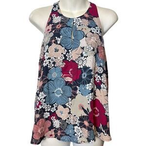 Ann Taylor Loft Petite Blue Pink Floral Halter Top Lined Flowy NWT sz S P